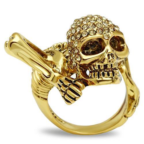 JCE020 Gold White Metal Ring with Top Grade Crystal  in Citrine Yellow