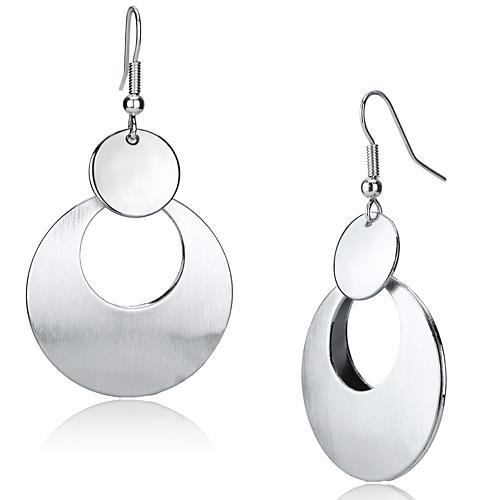 JCE2657 Matte Rhodium & Rhodium Iron Earrings with No Stone