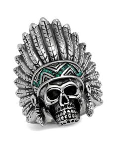 JCE2245 High polished (no plating) Stainless Steel Ring with Top Grade Crystal  in Emerald
